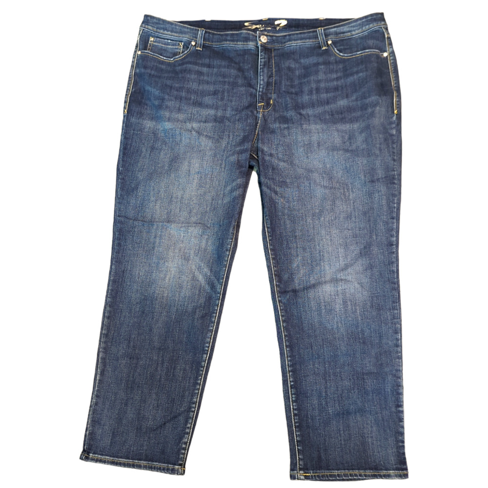 SEVEN7 Straight Fit HIgh Rise Distressed Denim Jeans Plus Size 28